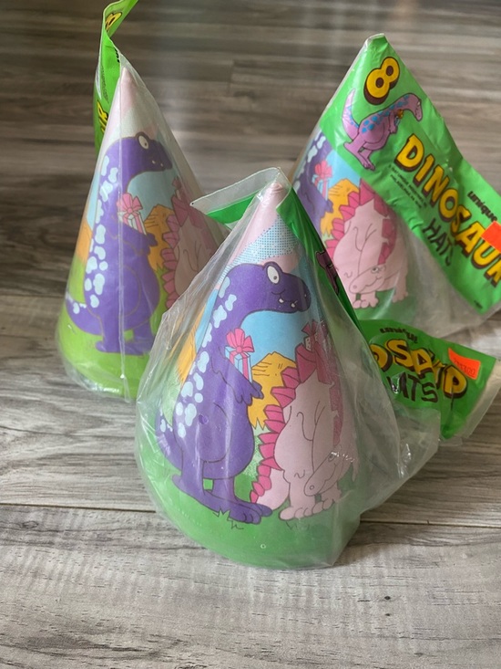 Other - Set Of 3 Unopened Dinosaur Party Hats 24 Total Vintage 1987 90s 80s Retro